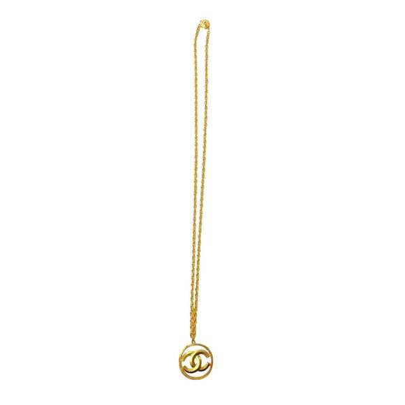 CHANEL Vintage Gold Logo Necklace